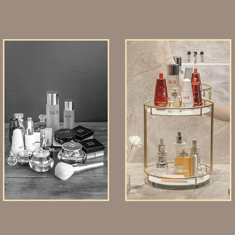 Iron Art Storage Rack Nordic Makeup Organizer Desktop Dressing Table Skin Care Cosmetic Holder Bathroom Countertop Shelf |