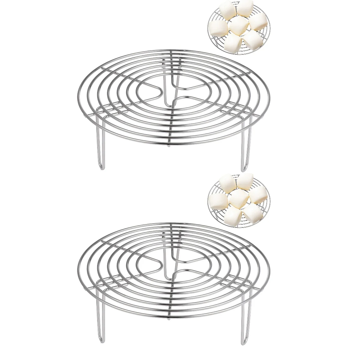 

2 pcs Air Fryer Accessories Stainless Steel Holder Round Sturdy Cooling Rack Cooling Rack Steamer Rack