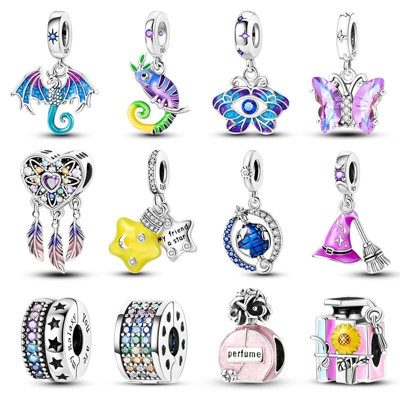 

100% 925 Sterling Silver Fantasy Flying Dragon Mysterious Butterfly Charms Pendants Fit Pandora Original Bracelets DIY Jewelry