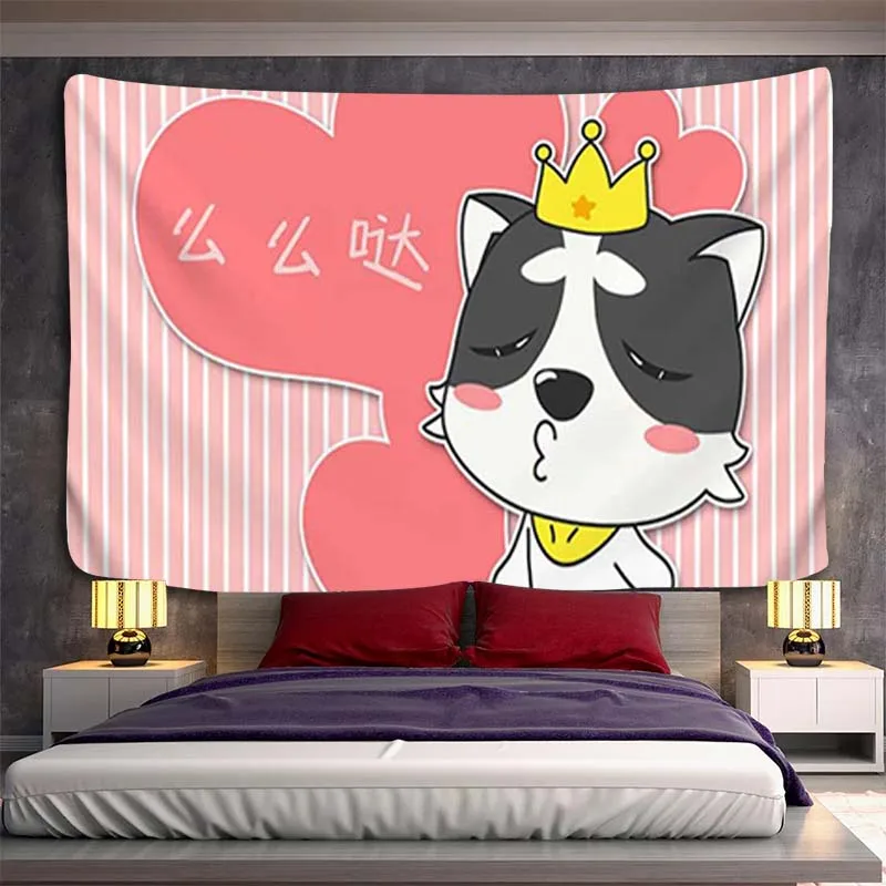 

Cute Dog Tapestries Tapestry Aesthetic Room Decoration Panoramic Wall Paper Tapries Decor Decors Home Bedroom Fabric Hanging the