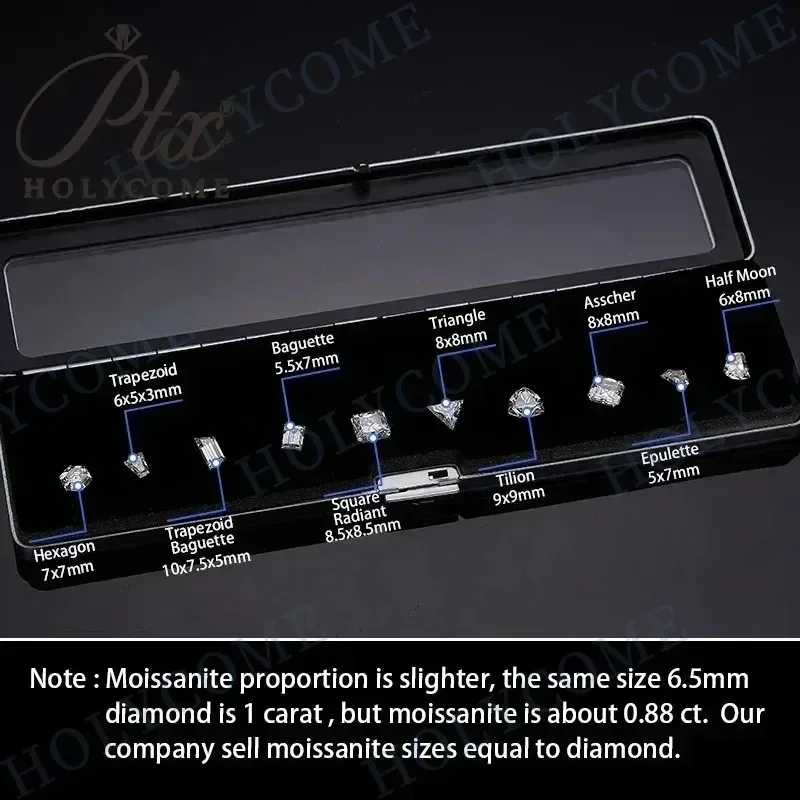 HP D Белый сияющий муассанит Камень с GRA Индивидуальный драгоценный камень 8