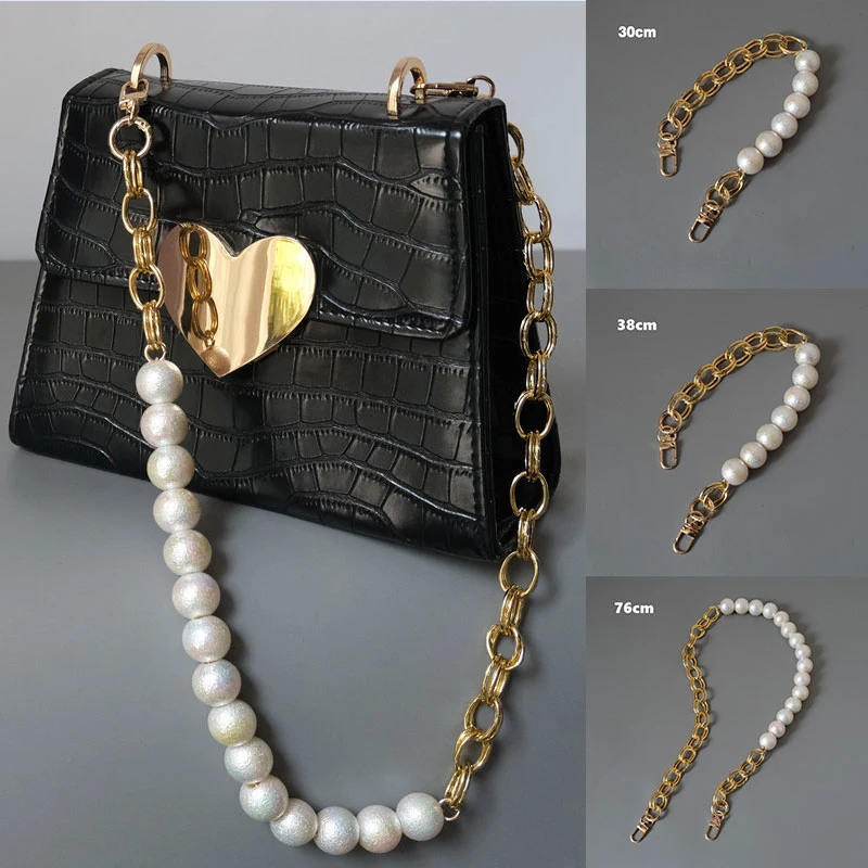 

Spring And Summer White Pearl Bag Metal Mixed Pearl Chain European And American One-shoulder Women's Bag Chain Acrylic Chain