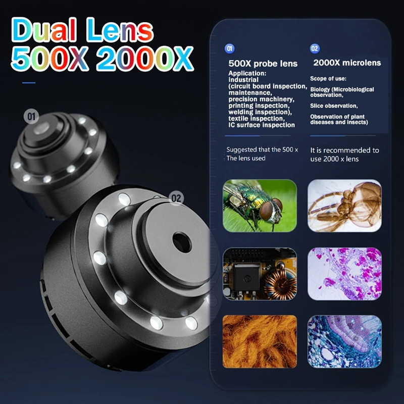 Цифровой микроскоп портативный USB-микроскоп с Wi-Fi увеличение 0-2000X цифровая и
