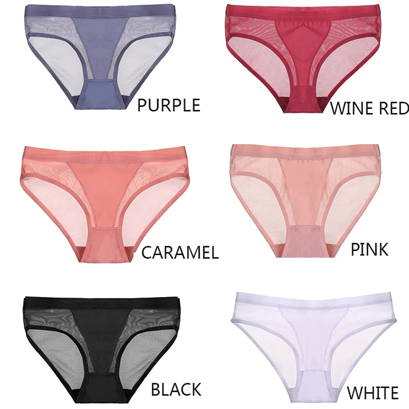 

Sexy Mesh M-2XL Women Panties Hollow Out Briefs Transparent Low Waist Lingerie Female Breathable Underwear Plus Size Underpants
