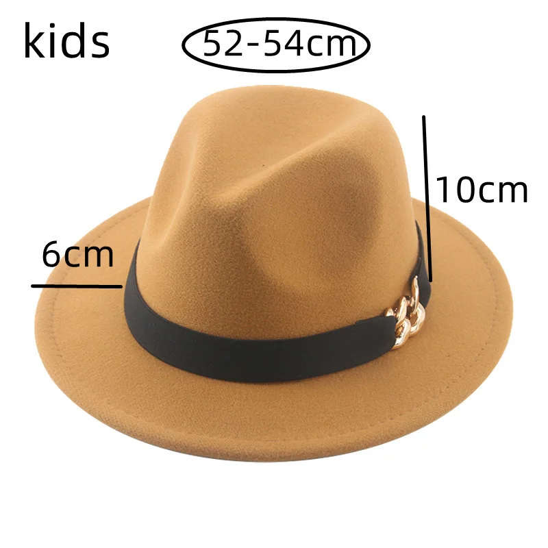 

Hat Fedoras Girl Boys Child Small Size 52cm Cute Felt Solid Luxury Casual Girl Hat Caps Solid Chapeau Femme Sombrero Hombre