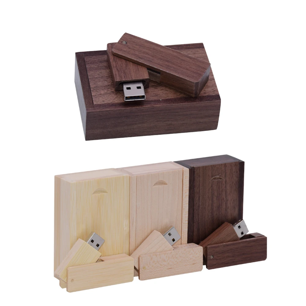 

USB Flash Pen Drive USB 2.0 with box Pendrive 4GB 8GB 16GB 32GB wooden gift Real capacity For wedding (over 10 PCS Free LOGO)