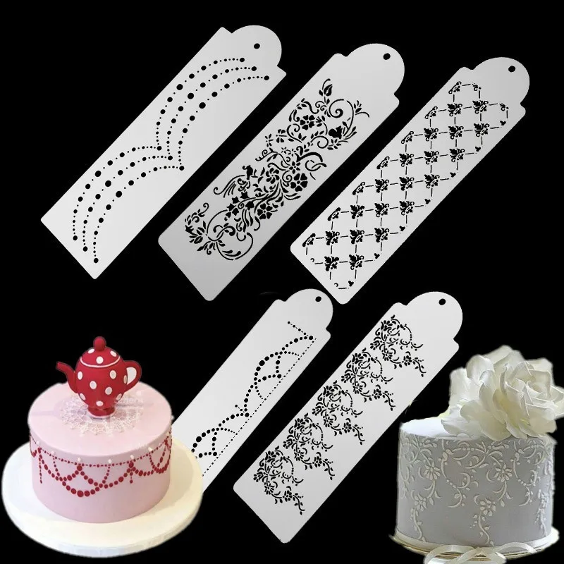 

Cake Wave Decoration DIY Template Mold Plastic Pad Strew Duster Flower Baking Tool Moulds Stencil Lace