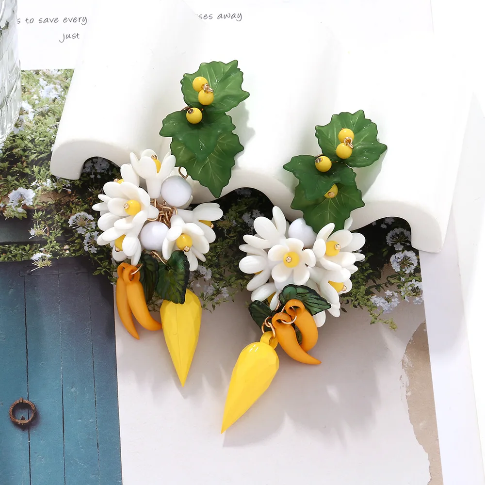 2024 ZAA Acrylic Resin Plant Flower Drop Earrings for Women Personality Jewelry Holiday Party Gifts
