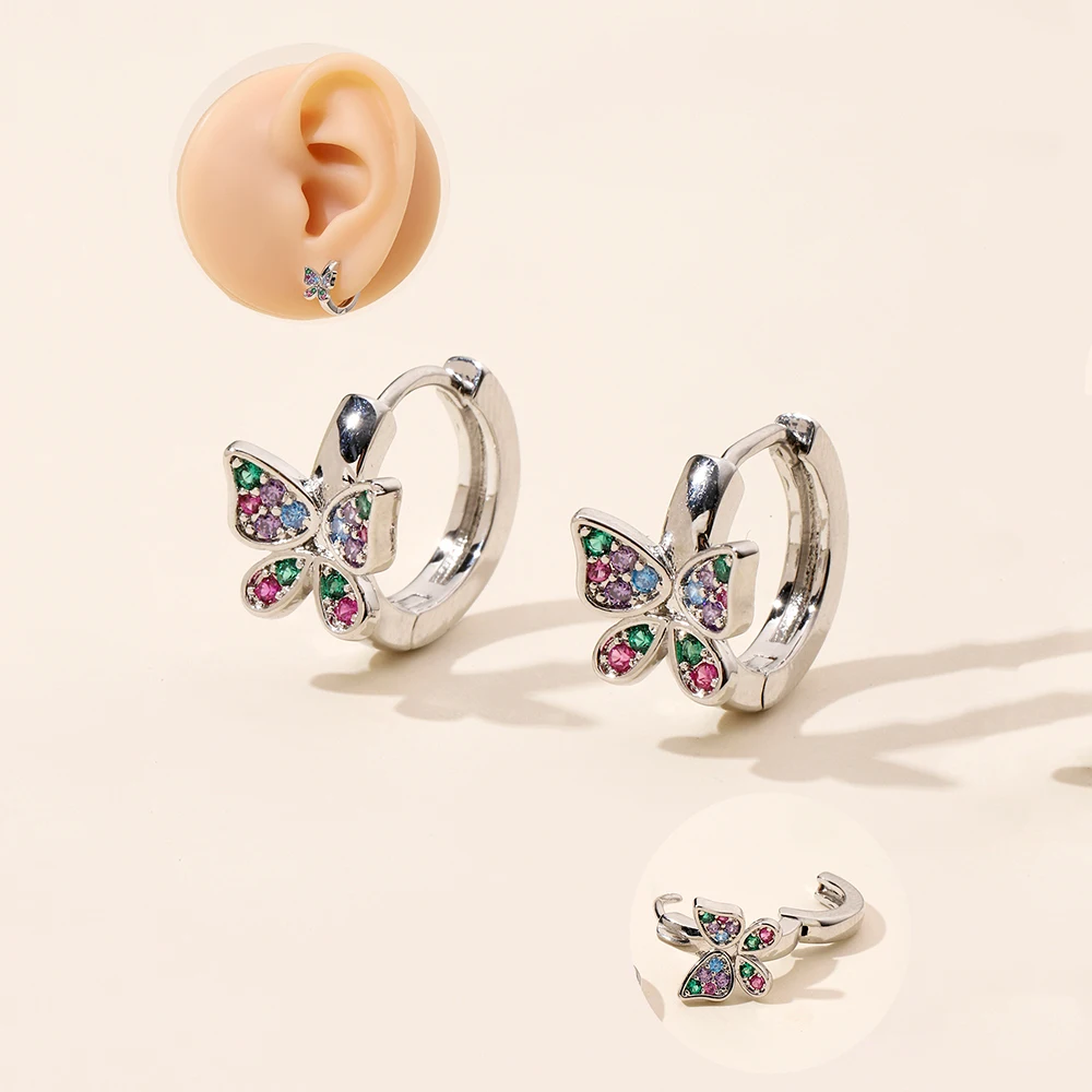 Кристаллические медные квадратные серьги-гвоздики-бабочки мини-милые