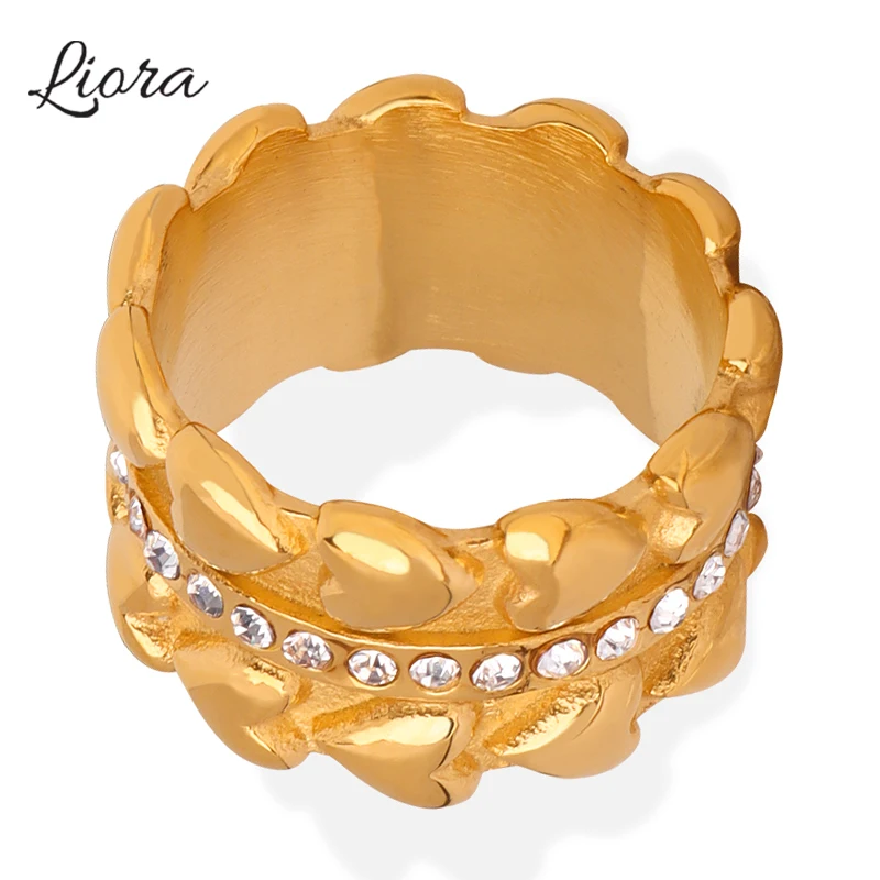 Кольца Liora с романтическим сердцем из нержавеющей стали для женщин круглые