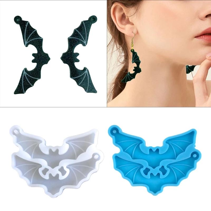 

Combination Halloween Bat Earring Drop Glue Mold Epoxy Ornament Mold Resin Casting Pendant Mold Suitable for Diy T8DE