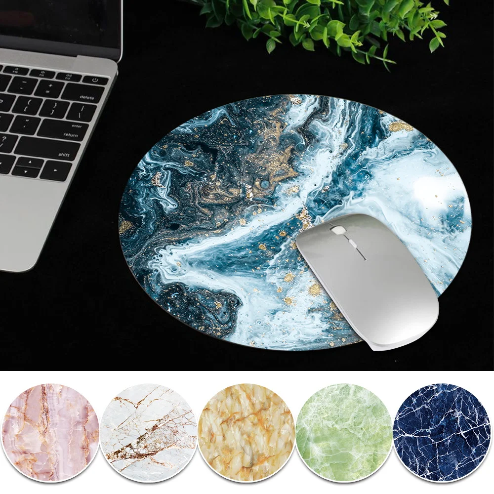 

2022 Anti-Slip Gaming Mouse Pad for Laptop Pc Marble Series Mice Cushion New Mausepad Comfortabele Round Desk Mat 22x22 Cm