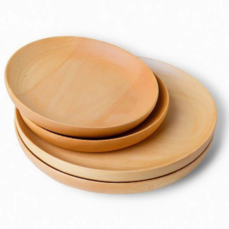 

Beech wood disc log dish creative Japanese style nut melon seed wood dish round wooden plate confectionery cake dish