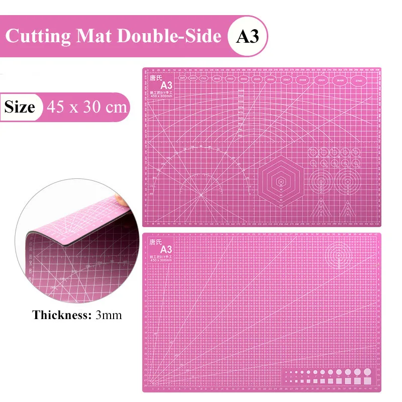

A3 Cutting Mat (30x45 cm）Self-Healing PVC Cut Pad Workbench DIY Sewing Engraving Board with Grid Double Side Underlay