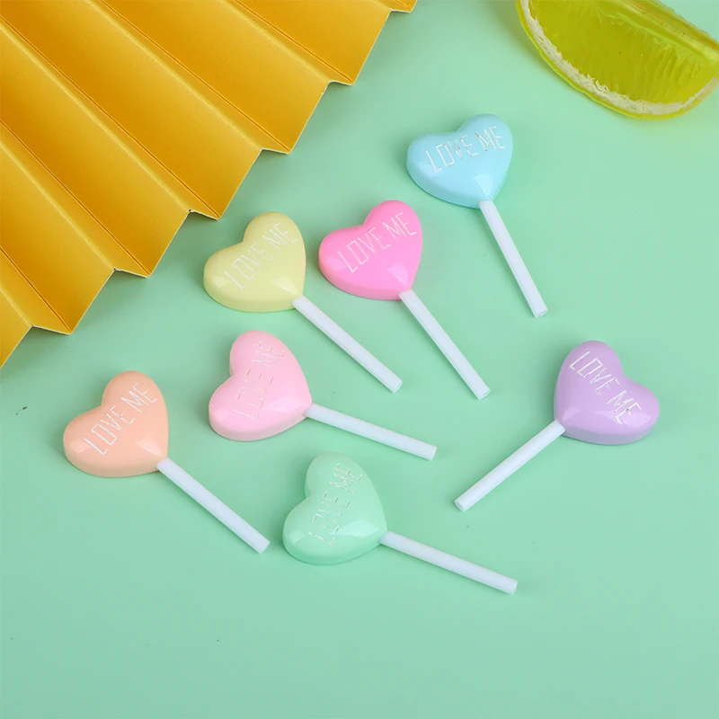 

10 шт., искусственные сердца, леденец, кабошон с плоским основанием, искусственная еда, украшение для рукоделия