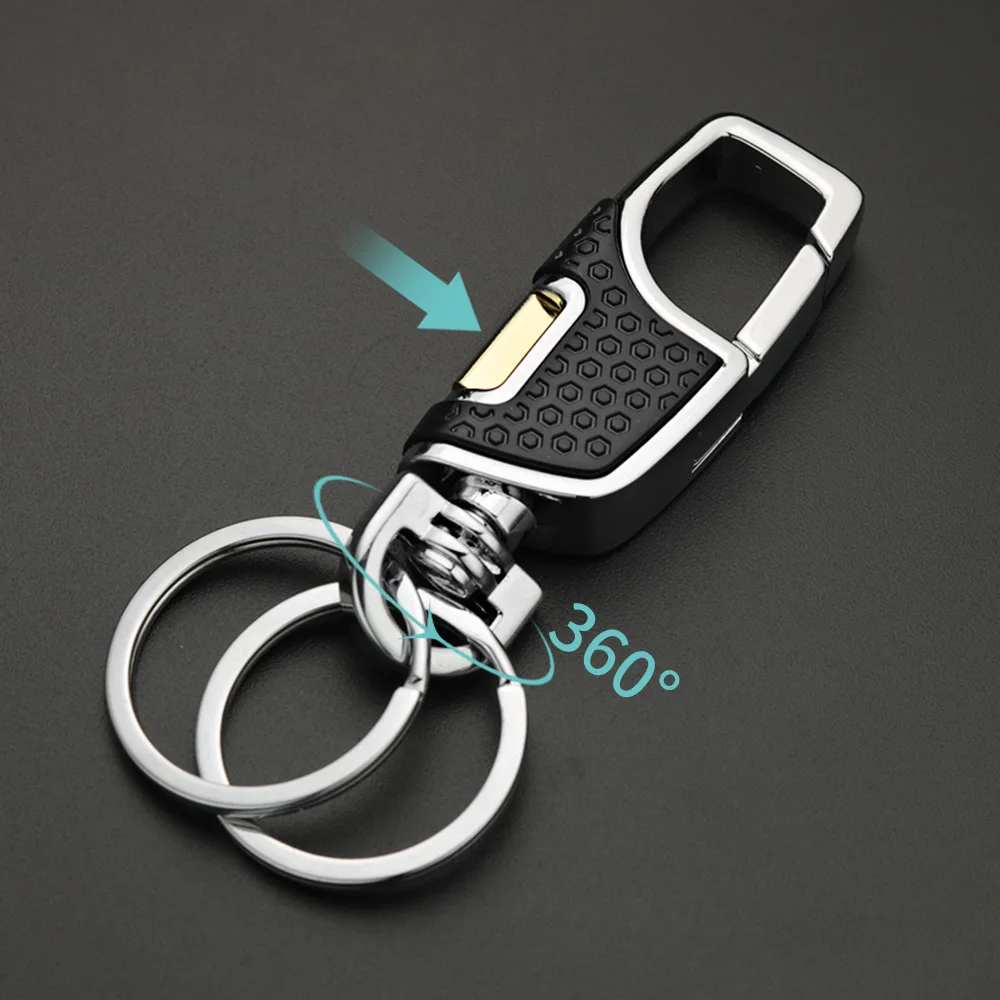 

Classic Double Switch Keychain 360 Degrees Rotatable Key Holder Rings Chian Buckle Fashion For Men's Luxury Car Keyring K416