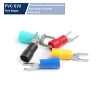 100pcs sv2 3456 furcate cable wire connector furcate pre insulating fork spade 1614awg wire crimp terminals
