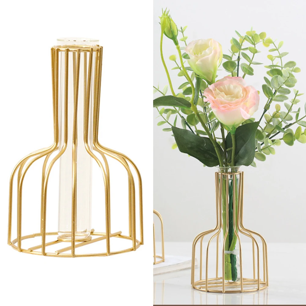 

Retro Modern Iron Line Vase Hydroponic Plant Flower Vase Metal Plant Holder Nordic Styles Tabletop Home Decoration Accessories