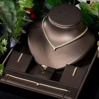 hibride unique pendant gold color dubai jewelry set aaa cz necklace and earring set for women bridal jewelry party gifts n 1565