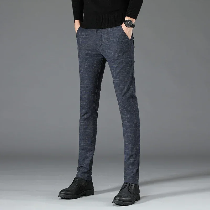 

Autumn and Winter New Men's Cotton Hemp Casual Pants Elastic Loose Small Straight Tube Versatile Slim Fit Long Pants for Men