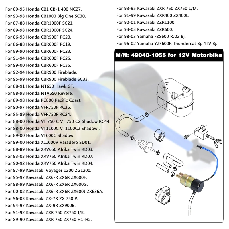 

6/8MM Motorcycle Electric Pump Outlet Compatible for w/ VT750C VT750CD VT75 Drosphip
