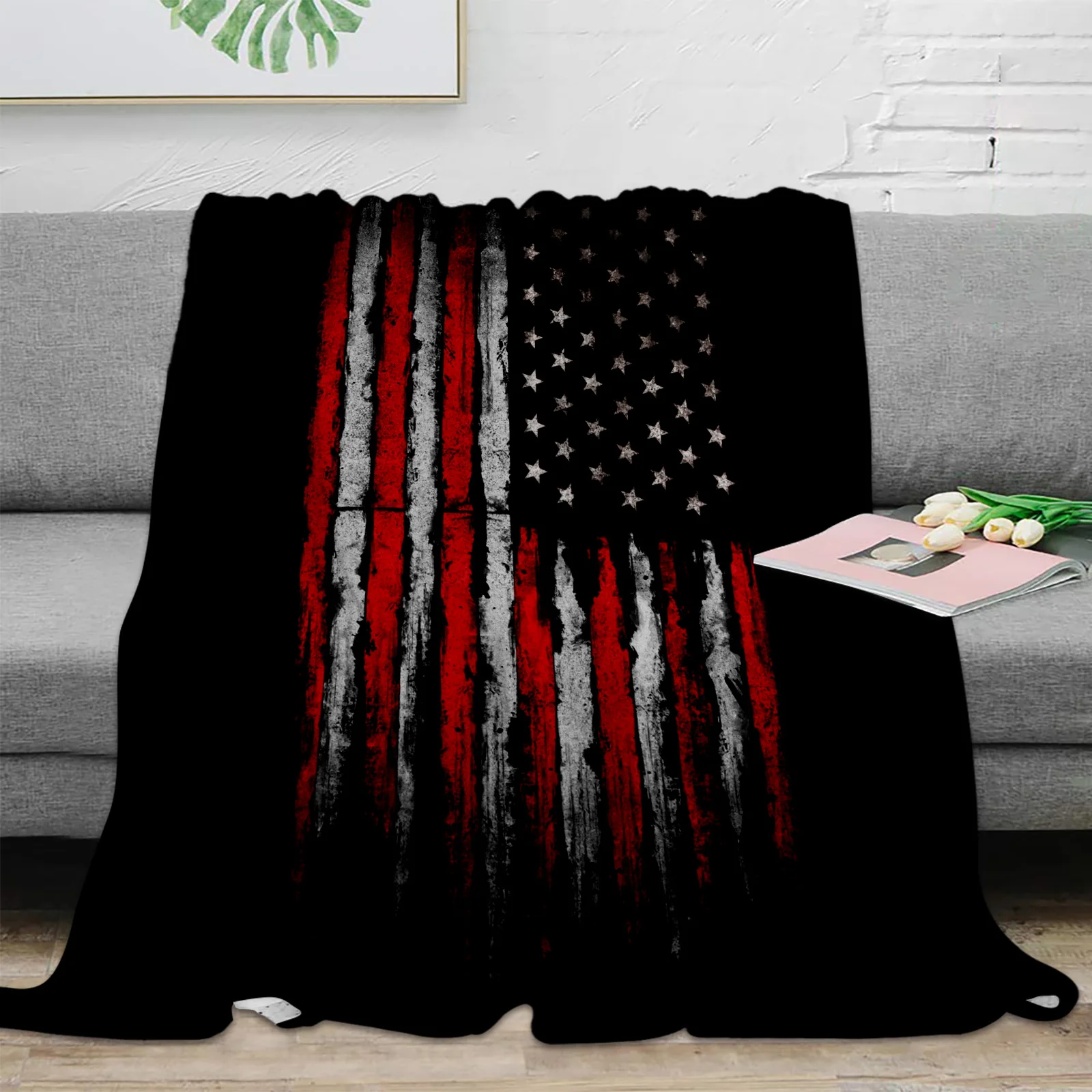 

American Flag Throw Blanket For Sofa Bed Bedroom Bedspread Soft Microfiber Flannel Throw Blanket For Kids Gifts
