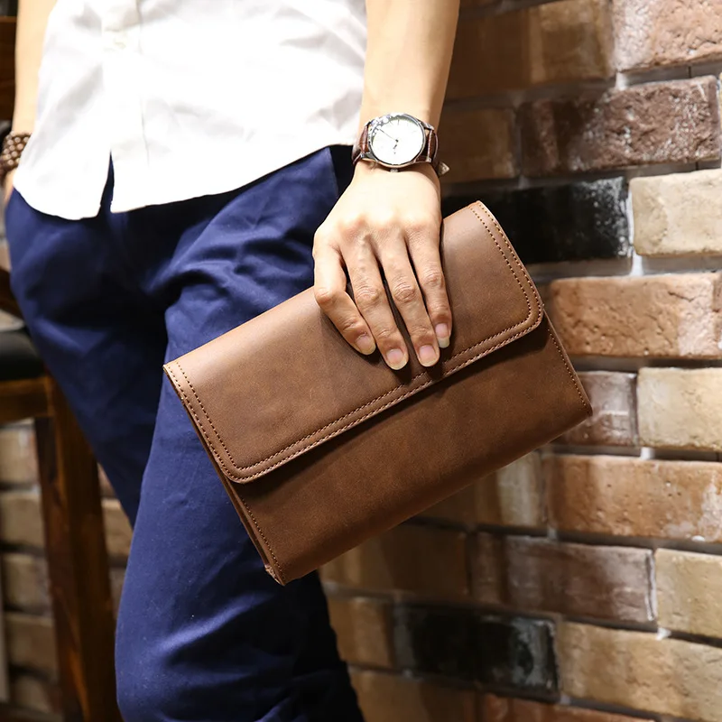 Luxury Men Business Card holder Case Male soft Leather Vintage Money Handbag High Quality Men Messenger Clutch Bag