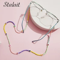 boho handmade alphabet mask chain colored rice cute beads love eyeglass chain earphone anti lost chain necklace cover holder