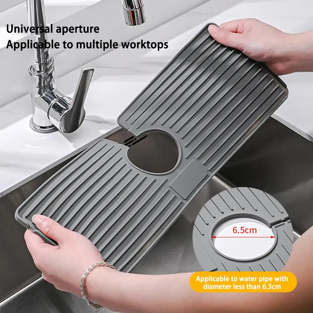 

Силиконовый коврик для смесителя для кухни ванной комнаты, защита для раковины, водонепроницаемый защитный коврик с узором и защитой от пят...