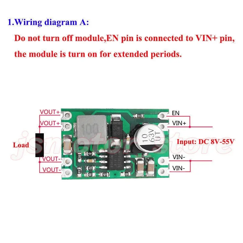 Мини DC-DC понижающий преобразователь Напряжения DC 5V-55V 36V 48V до 3 V 5V 6V 9V 12V 24V