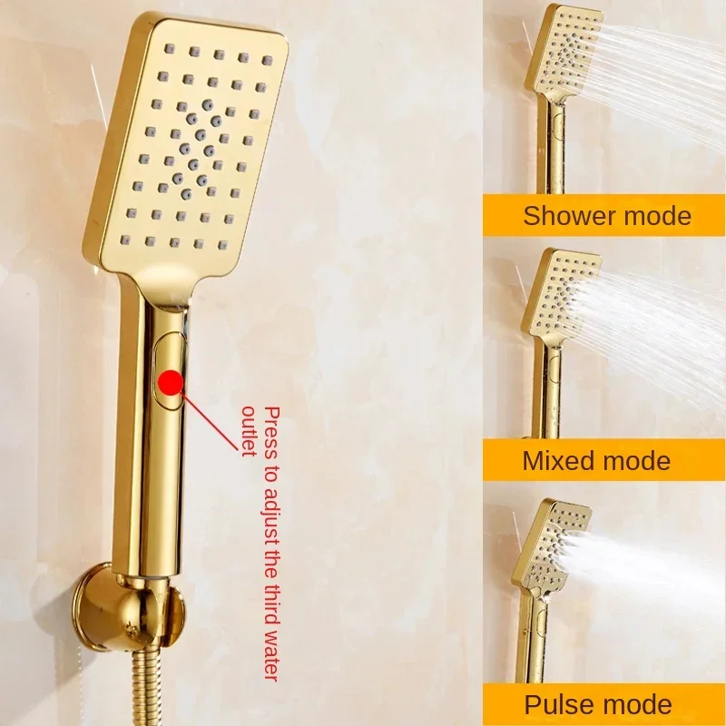 Матовый Золотой смеситель для ванной комнаты ванны с ручным современным черным