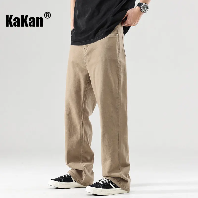 Kakan - Jeans with Matching Feeling for Boys In Spring and Summer American High Street Loose Straight Casual Jeans K03-5575