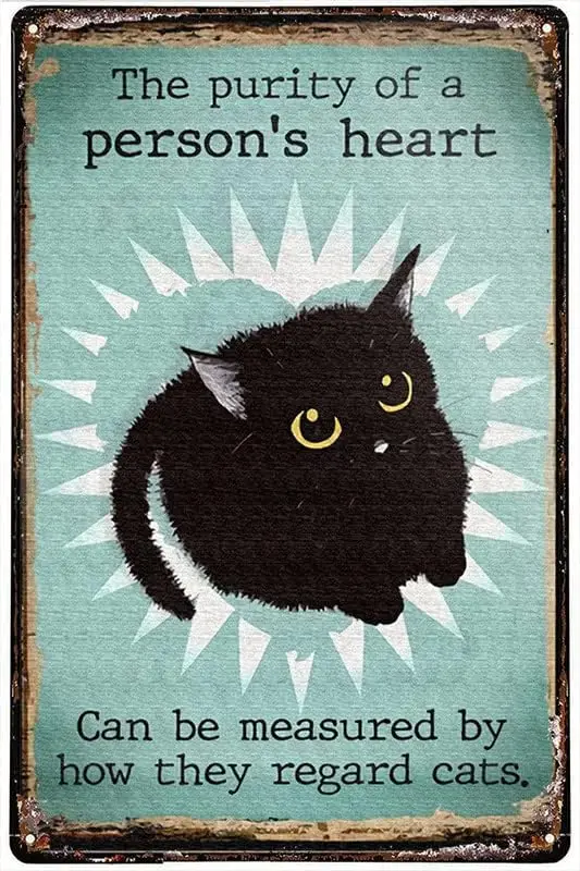Винтажный стиль металлический жестяной знак Черный кот чистота сердца персонажа
