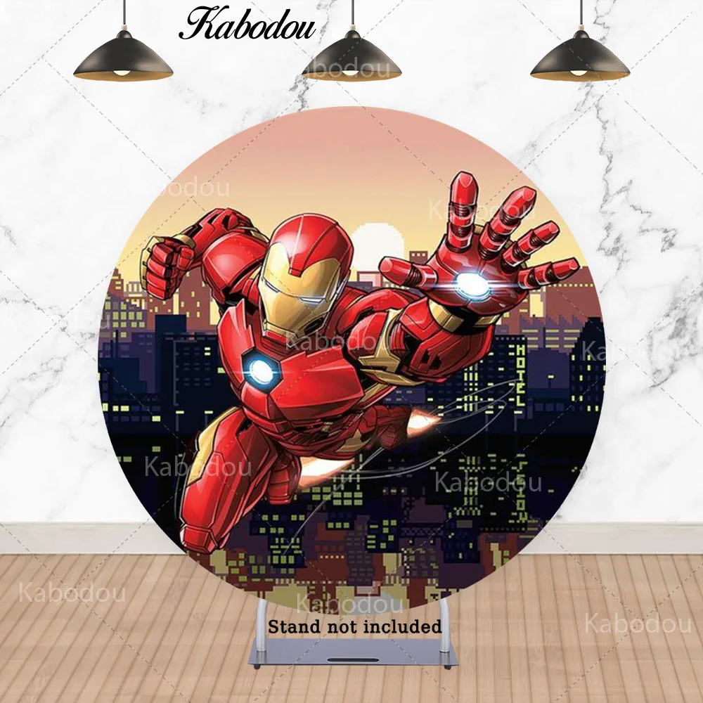 Фон для фотосъемки с изображением Железного человека мальчиков на день рождения