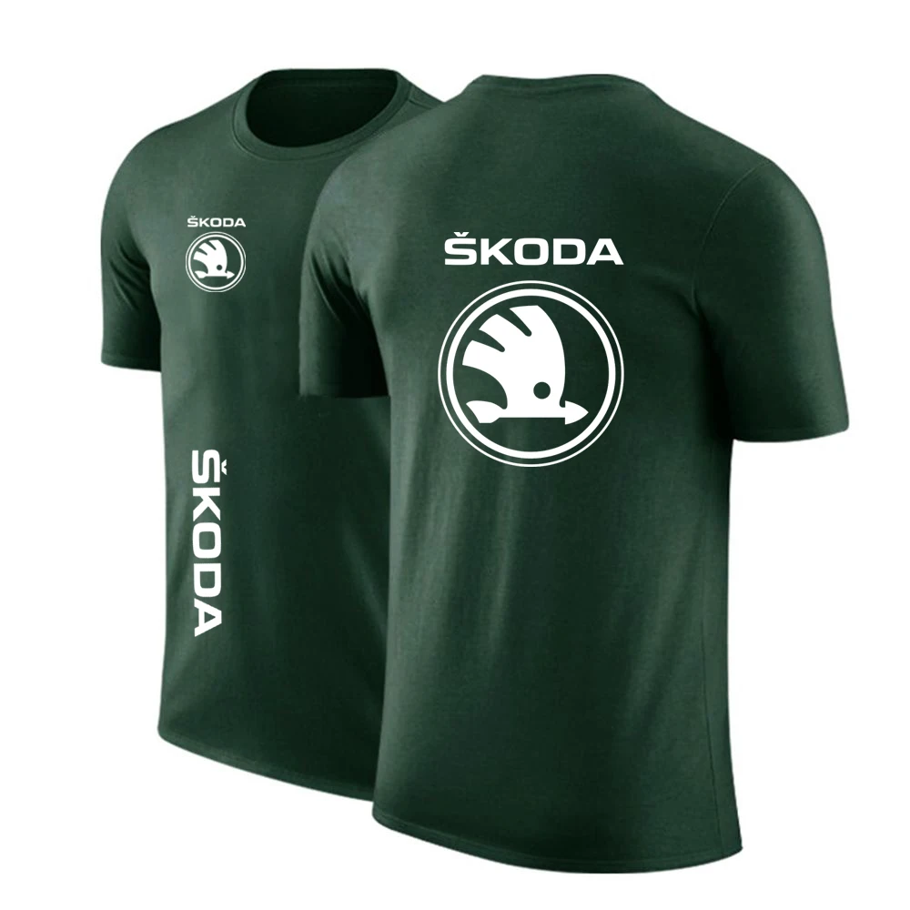 2022 мужские летние однотонные футболки с логотипом Skoda Car на заказ хлопковые
