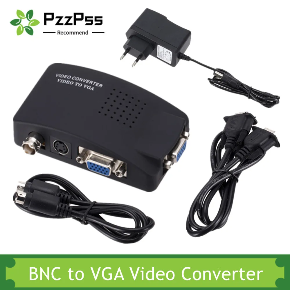 

PzzPss 1080P BNC VGA Composite S-Video to VGA Converter Video Converter VGA Output Adapter Digital Switch Box For Mac TV Camera