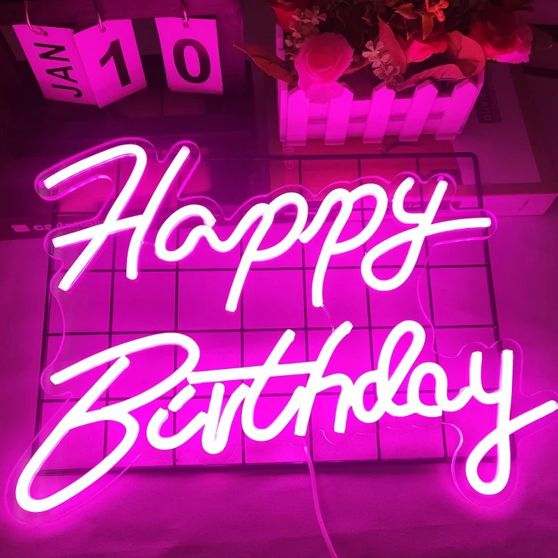 

Happy Birthday LED Neon Sign Party Décor Neon Lamp Light Home Décor For Art Personalized Blessing Creative Gift