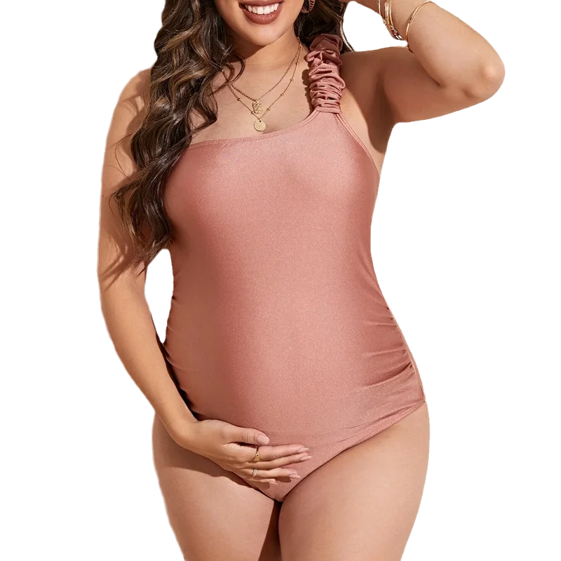 

Сексуальный купальник на одно плечо для беременных женщин, женский слитный купальник для беременных, пляжная одежда, купальные костюмы