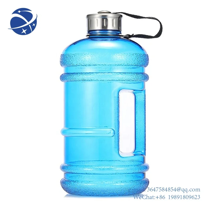 

Yun YiHalf Gallon Red/blue Bpa Free Frosted Matte Fitness Sports Gym Transparent Plastic Water Bottle Jug with Leak Proof Metal