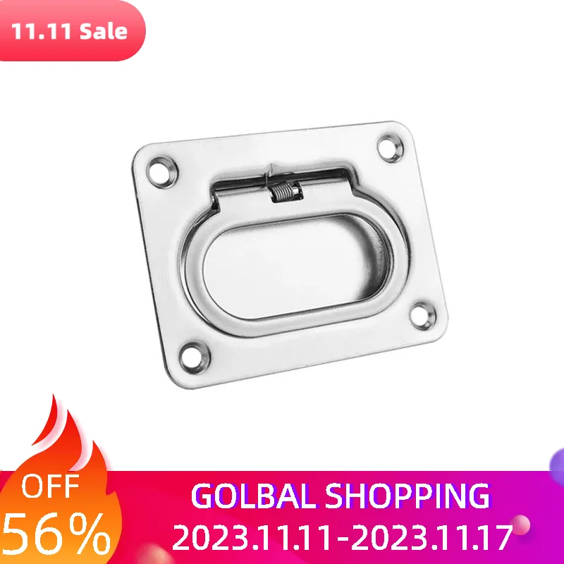 

Cabinet Hardware Flush Fitting Marine Locker Durable Stainless Steel Pull Ring Lift Handle Spring Recessed Hatch Silver Boat