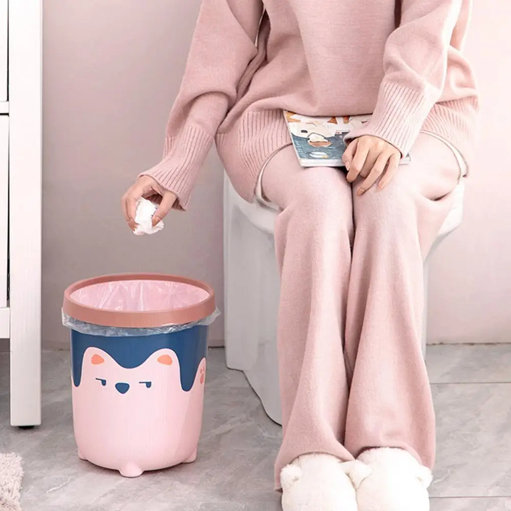 

Cute Hug Bear Pattern Garbage Bin Press Ring Fixing PP Plastic Large Capacity Office Storage Garbage Bucket for Home Accessories