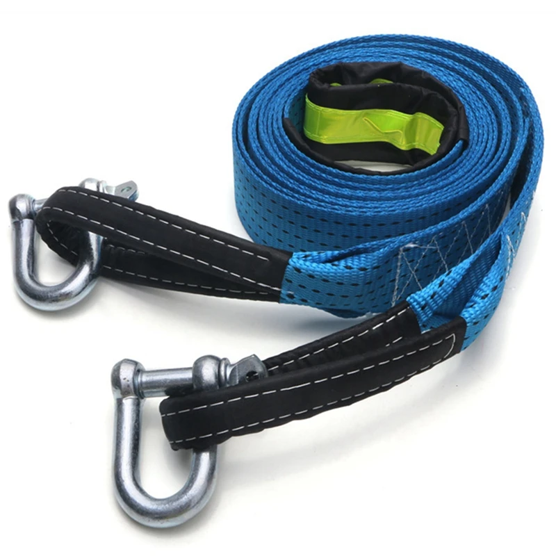 

Car Traction Belt Racing Automatic Winch Rope 5M 8T Recycled Traction Cable With Heavy Off-Road Accessories Metal Hook