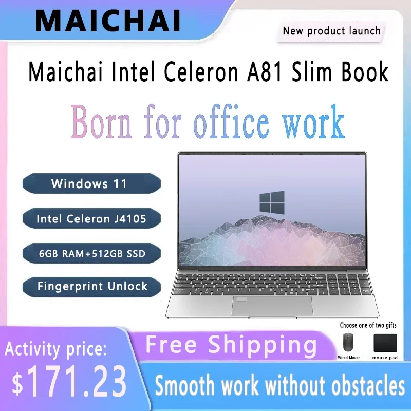 

MAICHAI 2023 Laptop 14.1" Intel Celeron J4015 Notebook 20GB RAM 1024GB SSD Computer 1920*1080 Resolution Office Study PC