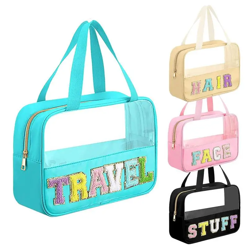 

Clear Makeup Letter Bag Makeup Travel Bag Zipper Pouches Waterproof Toiletry Storage Bag Make Up Organizer Portable Letter Tote