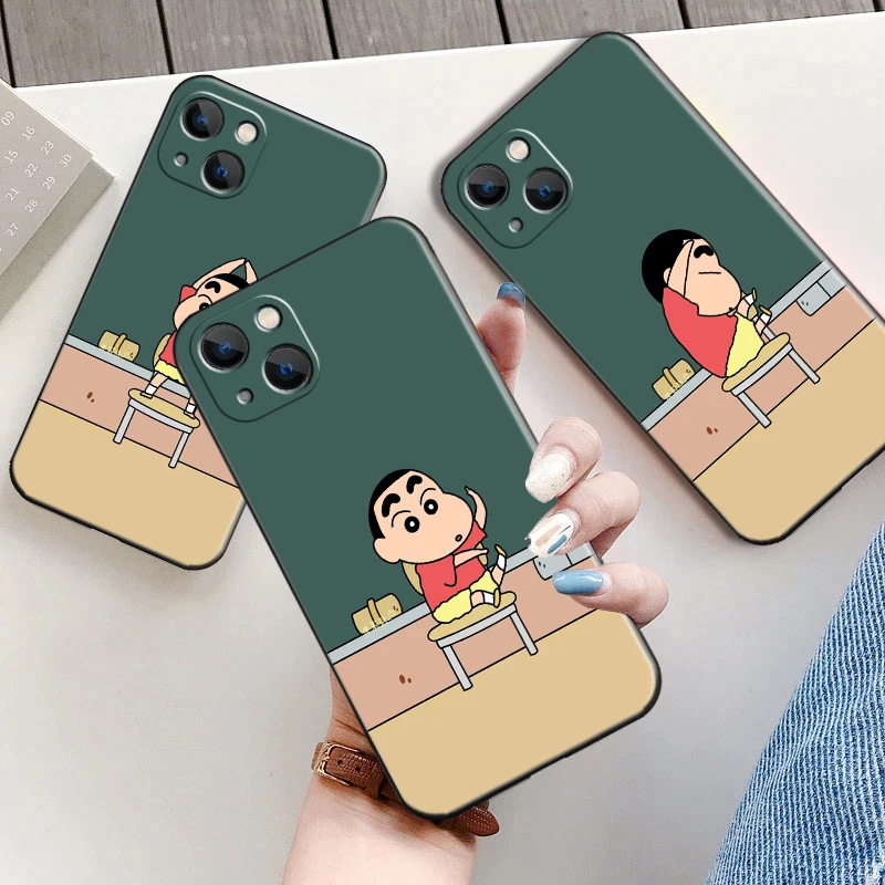 

Crayon Shin-chan For Apple iPhone 13 12 11 Pro 12 13 Mini X XR XS Max SE 5 6 6s 7 8 Plus Phone Case Black Funda Carcasa