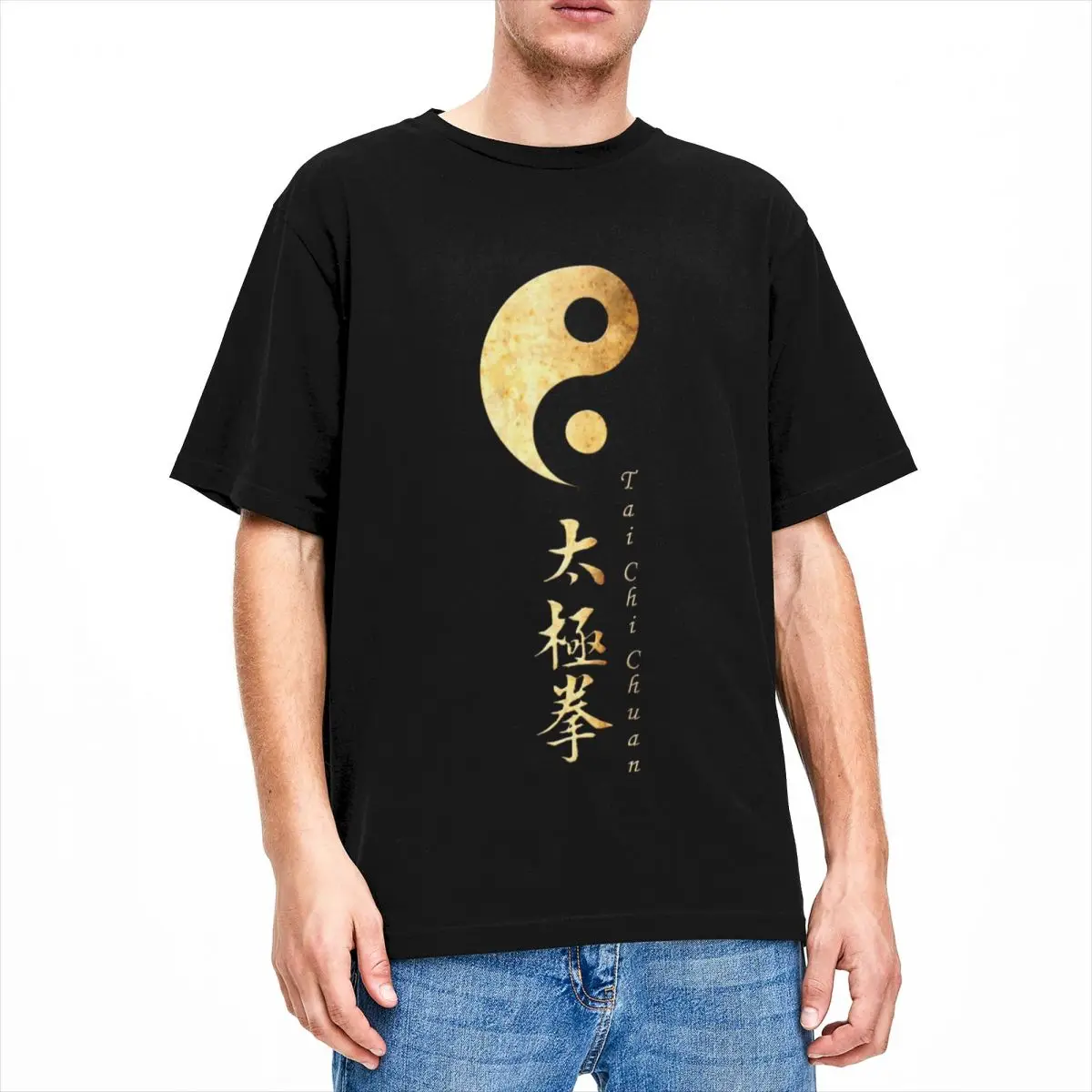 

Рубашка Tai Chi Yin Yang аксессуары для мужчин и женщин из чистого хлопка для отдыха с круглым вырезом китайские футболки Кунг фу одежда на все сез...