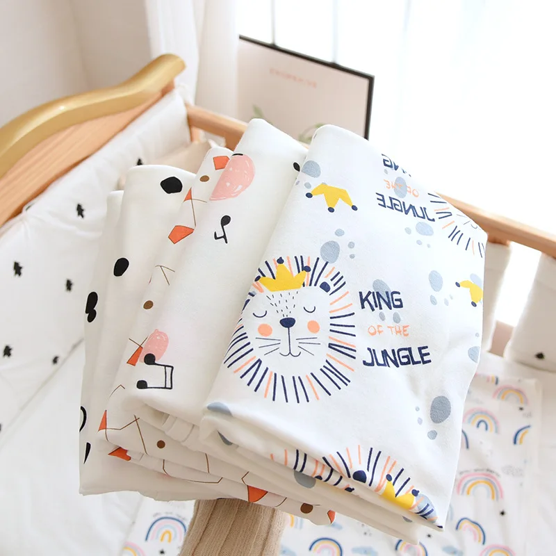 

Cotton Knitted Infant Newborn Blanket,Soft Baby Wrap Blanket with Rainbow Lion Printing,Crib Sheet,Spring Summer Baby Swaddle
