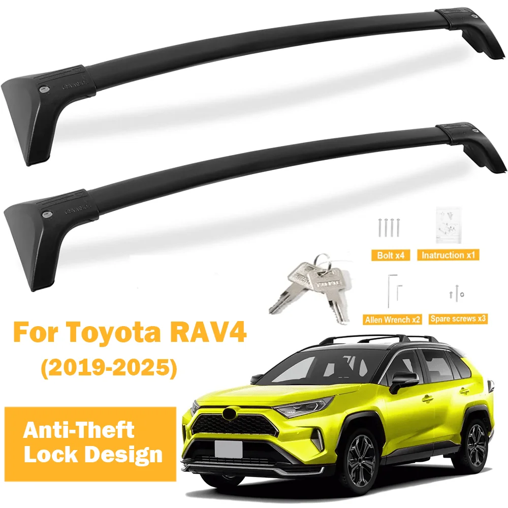 

Поперечные дуги багажника на крышу для Toyota RAV4 2019-2025 (не для LE 22-25/Adventure/TRD Off-Road/Hybrid Woodland Edition) Противоугонный замок