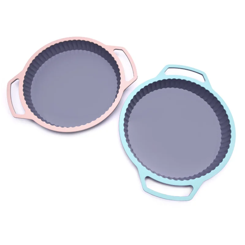 

Baking tray circular dual color steel ring hand held silicone cake mold DIY pizza baking tray baking tool molds silicone mold