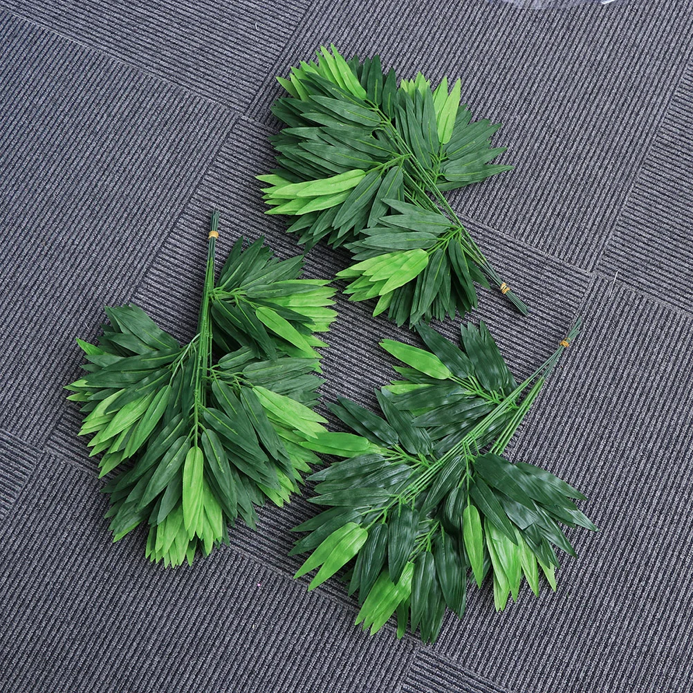 

100pcs Lifelike Bamboo Leaves Fake Green Plants Greenery Leaves for Home Office Decoration Green
